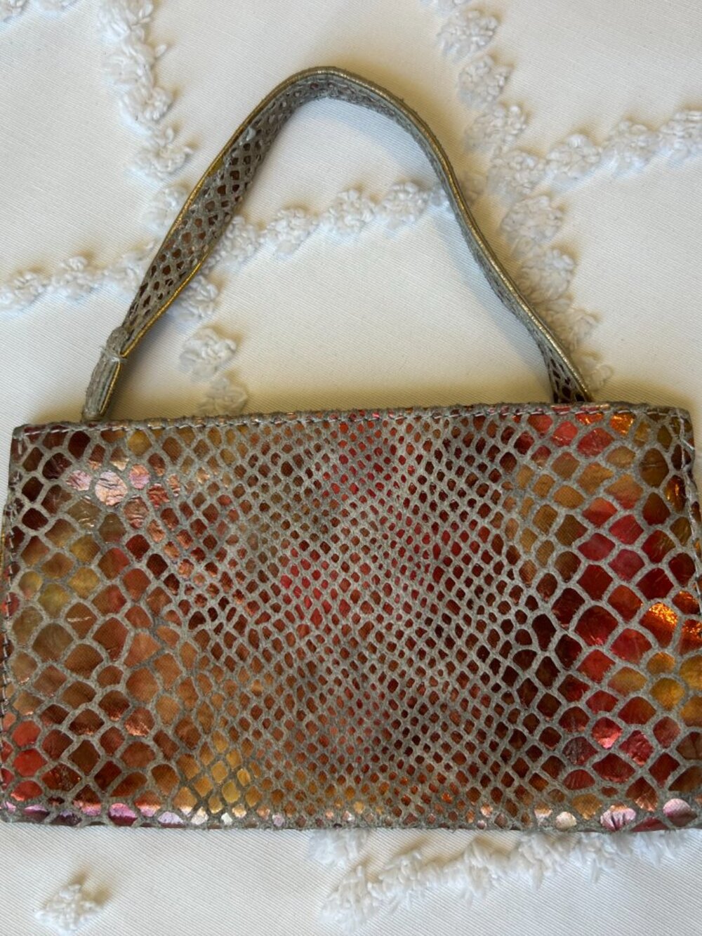 Arden B Leather Gold & Bronze Metallic Mini with Python Embossed Design - Picture 3 of 8